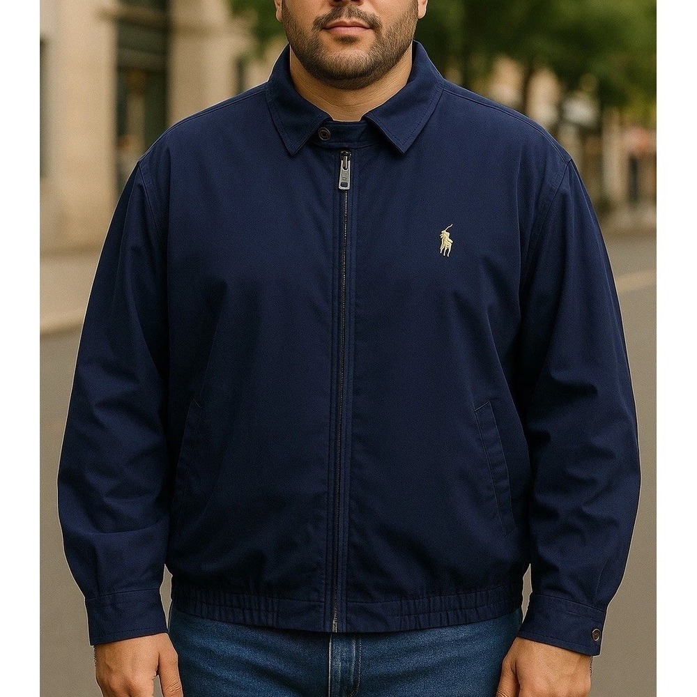 Polo Ralph Lauren Mens 4XB Harrington Bomber Jacket Navy Blue Big Pony Full Zip